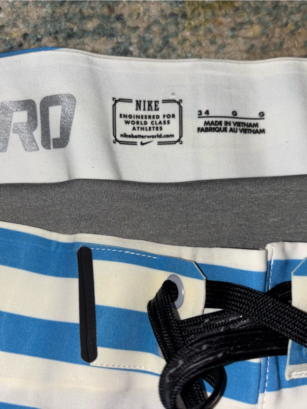Nike Men's Black & Blue Striped Swim Board Shorts - Picture 2 of 4